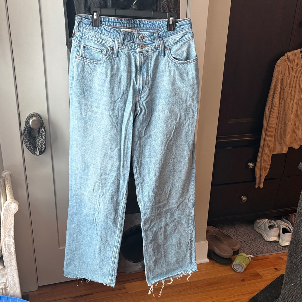 Abercrombie & Fitch High Rise Double Waistband Blue Jeans